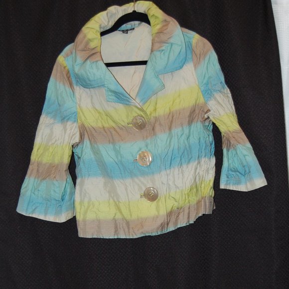 Penta Women's Multi Pastel Color Green/Beige/Aqua Short Jacket Size 14 - Picture 2 of 12